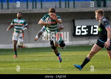 Treviso, Italia, 04 Jan 2020, tentare di Antonio Rizzi (Treviso) durante la Benetton Treviso vs Glasgow Warriors - Rugby Guinness Pro 14 - Credit: LPS/Ettore Grifoni/Alamy Live News Credito: Agenzia Fotografica Live Media Srls/Alamy Live News Foto Stock