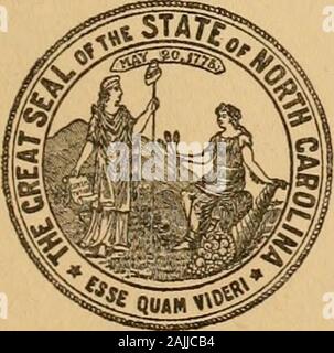 La membership e registro ancestrale, leggi e charter della Carolina del Nord la società dei Figli della Rivoluzione, compresa anche la costituzione della società generale, ecc .. 1898 . t per il formationof un private corporation prima di detto impiegato, e copia di saidArticles dell accordo, debitamente certificata da detta Clerk sottoil tenuta di detta Corte, sono stati depositati e registrati in thisoflSce come prescritto nel capitolo 318 degli atti di 1893. Ora, pertanto, sotto l'autorità e potenza vestedin me dal capitolo 318 di detti atti di 1893, faccio herebydeclare le persone la firma di detti articoli di accettare Foto Stock