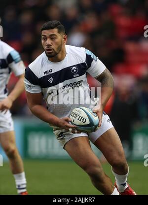 4.1.2020 Leicester, Inghilterra. Rugby Union. Charles Piutau in azione per Bristol porta durante la Premiership Gallagher round 8 partita giocata tra Leicester Tigers e Bristol porta al Welford Road Stadium, Leicester. © Phil Hutchinson/Alamy Live News Foto Stock
