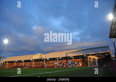 Londra, Inghilterra - Gennaio 4, 2020: vista generale del luogo nella foto durante il 2019/20 FA Cup terzo turno gioco tra Fulham FC e Aston Villa FC a Craven Cottage. Foto Stock