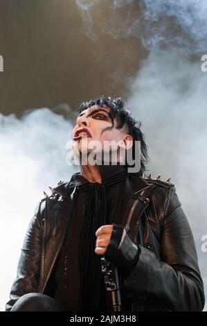 Milano Italia 11 luglio 2012 ,concerto dal vivo di Marilyn Manson presso l' Ippodromo del galoppo' : Marilyn Manson durante il concerto Foto Stock