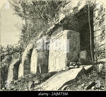 L antica città del Nuovo Mondo : essendo viaggi ed esplorazioni in Messico e America centrale da 1857-1882 . V -^S WMPW medaglione in passaggio di ala interna.. Tempio di iscrizioni, di Palenque. Capitolo XIV. PALENQUE. Templi. Palenque una città santa-bassorilievi-pioggia e febbre-un grato Cook-tempio ofInscriptions-Tempio del Sole - Tempio della Croce No. MI-tempio della croce n. 2-altari-cornici e fotografie-fuoco-esplorazioni-case caduti-l'età degli alberi in connessione con le rovine-ricapitolazione. Alcuni autori hanno chiamato Palenque un capitale e il grande edificeknown come il palazzo di un Foto Stock