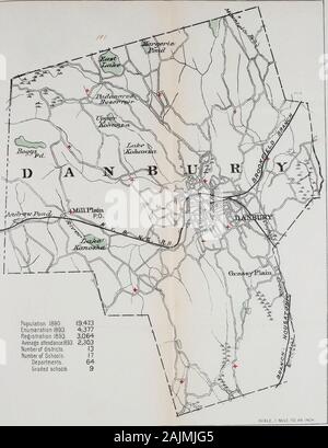 Documenti pubblici dello Stato del Connecticut . Una popolazione 1890. Enumerazione 48,8661893. Registrazione 13,1311893. 8,634presenza media 1893.6,9! 9umber dei distretti.Numero di scuole. Reparti. Classificato nelle scuole. Scala, ho miglio ad un pollice.. Una popolazione 1890. Enumerazione 19,473 1893. Registrazione 4377 1893. Media 3,064 attendancel893. 2.303 numero di distretti. 13 jrnber delle scuole. 17 dipartimenti. 64 classificato scuole. 9 : CONN COPYRIGHT 1893 DA GEO H-WALKER £ CQ.BOSTON Popolazione 1890.L'enumerazione 1893.Registration 1893.media di presenze 1893numero di distretti.Numero di scuole^ reparti. Foto Stock