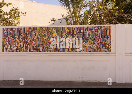 Graffity in sidi ifni, Marocco. Parete di casa e dipinti Foto Stock