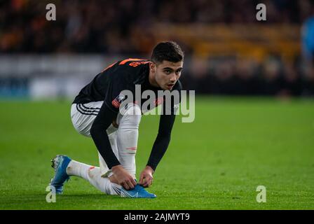 Wolverhampton, Regno Unito. 04 gen, 2020. Andreas Pereira del Man Utd durante la FA Cup terzo turno match tra Wolverhampton Wanderers e il Manchester United al Molineux, Wolverhampton, in Inghilterra il 4 gennaio 2020. Foto di Andy Rowland/prime immagini multimediali. Credito: prime immagini multimediali/Alamy Live News Foto Stock