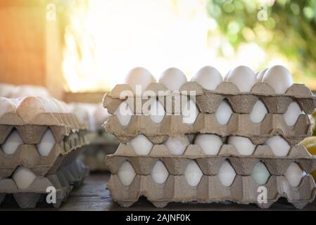 Duck egg o uovo bianco box / produrre uova fresche dall'agriturismo agricoltura biologica Foto Stock