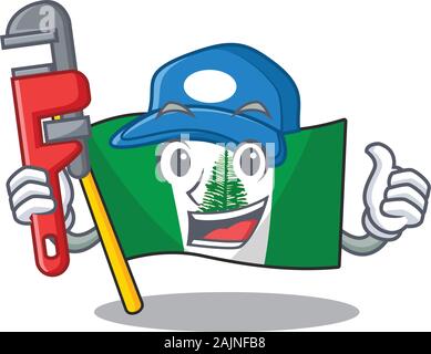 Cool Plumber bandiera isola Norfolk su mascotte picture style Illustrazione Vettoriale