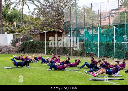 MARBELLA - 05-01-2020, . Eredivisie voetbal, stagione 2019-2020. Team il riscaldamento durante il corso di formazione nella città di Marbella. Foto Stock