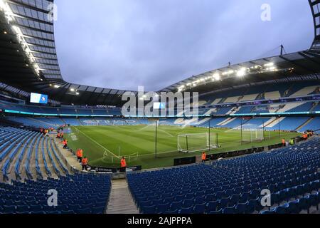 Manchester, Regno Unito. 4 gennaio, 2020. Una vista generale all'interno dell'Etihad Stadium, casa a Manchester City FC. Foto Stock