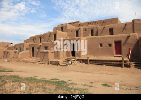 Taos Pueblo, Sito Patrimonio Mondiale dell'UNESCO, Taos, Nuovo Messico, STATI UNITI D'AMERICA Foto Stock