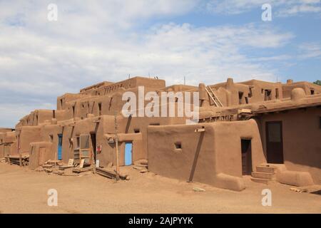 Taos Pueblo, Sito Patrimonio Mondiale dell'UNESCO, Taos, Nuovo Messico, STATI UNITI D'AMERICA Foto Stock