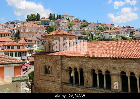 Vista esterna di Saint Sophia ortodossa a Ohrid, Repubblica di Macedonia del nord Foto Stock