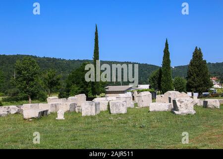 Lapide medievale necropoli Radimlja, vicino a Stolac in Bosnia ed Erzegovina Foto Stock