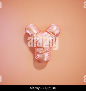Alfabeto inglese palloncino rosa lettera testo font carattere Y su rosa chiaro sfondo bianco. Feste di San Valentino e il concetto di istruzione. 3D rendering ill Foto Stock