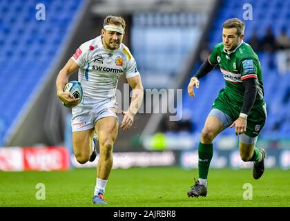 READING, Regno Unito. 05th, 2020 gen. Sam Hill Exeter Chiefs in azione durante la Premiership Gallagher partita di rugby tra il London Irish vs Exeter Chiefs al Madejski Stadium di Domenica, 05 gennaio 2020. Londra Inghilterra . (Solo uso editoriale, è richiesta una licenza per uso commerciale. Nessun uso in scommesse, giochi o un singolo giocatore/club/league pubblicazioni.) Credito: Taka G Wu/Alamy Live News Foto Stock