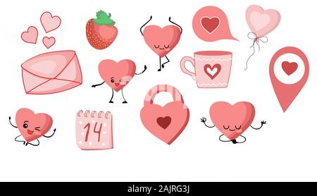 Adesivi per il giorno di tutti gli appassionati. Colore rosa. Foto di romantico. Giorno di San Valentino. Foto Stock