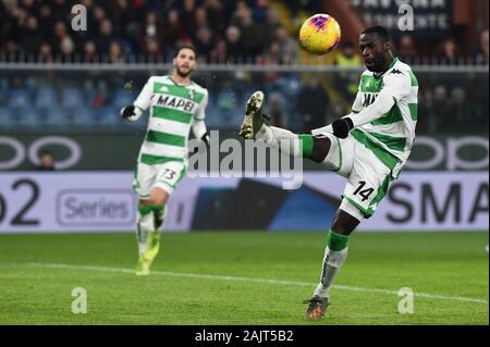 Genova, Italia. 5° gen, 2020. Pedro obiang (sassuolo)durante Genova vs Sassuolo, italiano di calcio di Serie A del campionato Gli uomini a Genova, Italia, 05 Gennaio 2020 - LPS/Danilo Vigo Credito: Danilo Vigo/LP/ZUMA filo/Alamy Live News Foto Stock