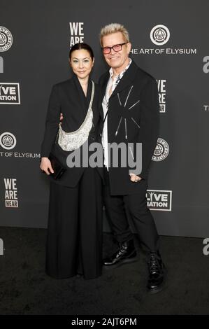 Los Angeles, Stati Uniti d'America. 04 gen, 2020. Cina Chow e Billy Idol frequentando l'arte di Elysium del XIII annuale di Gala il cielo a Hollywood Palladium on gennaio 04, 2020 a Los Angeles, California. Credito: Geisler-Fotopress GmbH/Alamy Live News Foto Stock