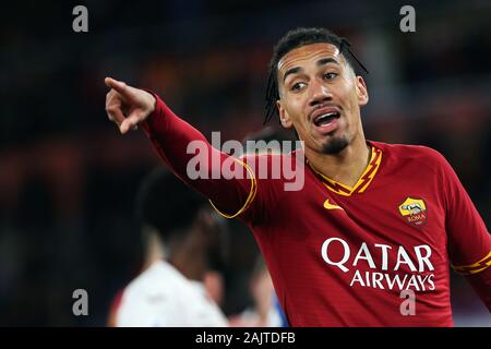 Chris Smalling di Roma gesti durante il campionato italiano di Serie A partita di calcio tra Roma e Torino FC il 5 gennaio 2020 presso lo Stadio Olimpico di Roma, Italia - Foto Federico Proietti/ESPA-immagini Foto Stock