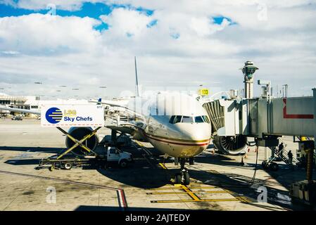 Viaggi in aereo e aeroporto.immagine relative al viaggio e trasporto commerciale. san francisco, Stati Uniti d'America - aprile 2019 Foto Stock