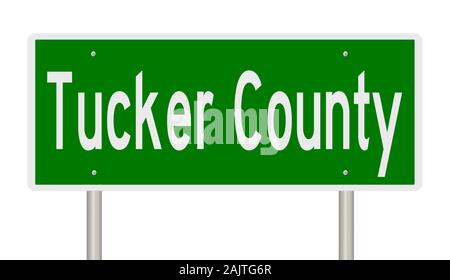 Il rendering di un verde 3d autostrada segno per Tucker County Foto Stock