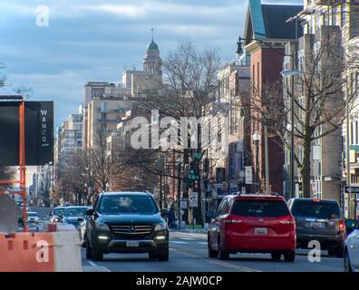 Architettura storica illumina con la luce del mattino nel cerchio di Logan / 14th Street NW quartiere di Washington, DC. Foto Stock