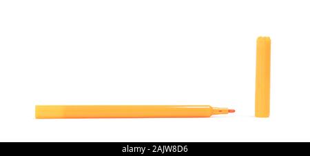 Arancione pennarello isolati su sfondo bianco Foto Stock