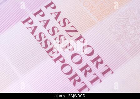 Un passaporto polacco Foto Stock