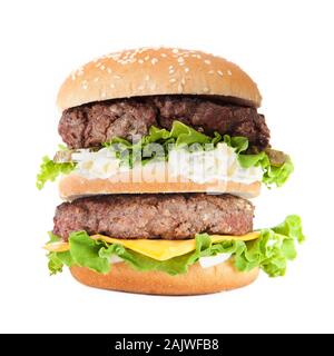 Grandi hamburger isolato su sfondo bianco Foto Stock