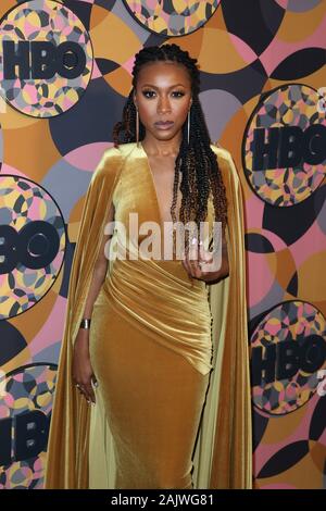 Los Angeles, California, USA. 05 gen, 2020. Gabrielle Dennis in corrispondenza del HBO ufficiali Golden Globe Awards After Party tenuto presso il Beverly Hilton Hotel on gennaio 05, 2020 in Beverly Hills, in California, negli Stati Uniti. (Foto di arte Garcia/Sipa USA) Credito: Sipa USA/Alamy Live News Foto Stock