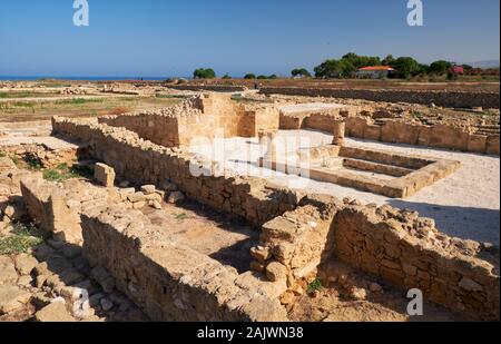 I resti dell antica casa romana di Teseo. La villa è stata la residenza del proconsole romano o governatore. Paphos parco archeologico. Cipro Foto Stock