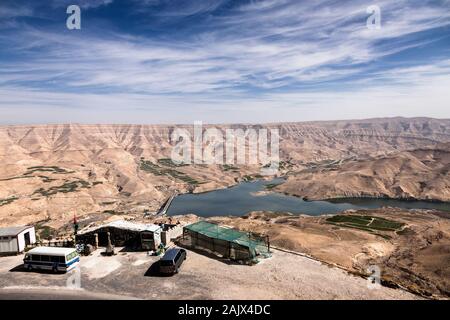 Wadi Mujib, splendida vista sulla valle, Kings Highway, Route 35, karak, High Land, Giordania, centro-est, Asia Foto Stock