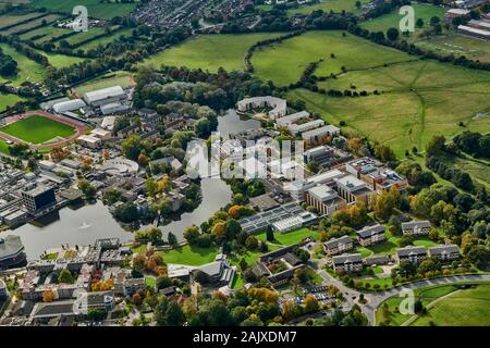 Una veduta aerea di York University Campus Occidentali, North Yorkshire, nell'Inghilterra del Nord, Regno Unito Foto Stock