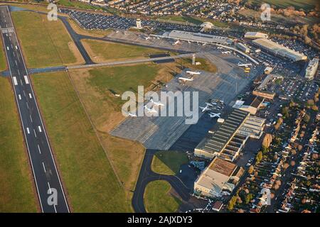 Vista aerea dell'aeroporto di Southend, South East England, Regno Unito Foto Stock