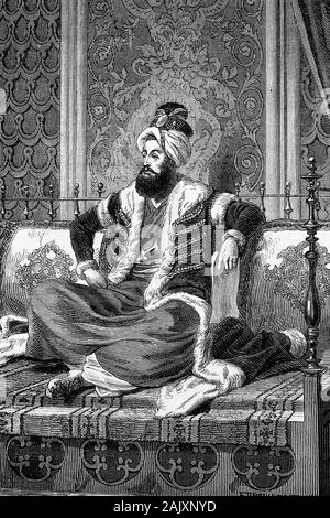 Selim III, ottomano califfo, sultano dell'Impero Ottomano. 1761-1808. Illustrazione di antiquariato. 1890. Foto Stock