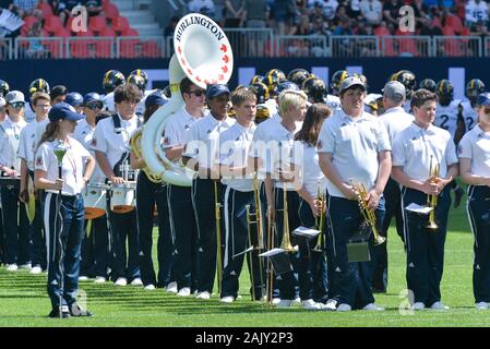 Burlington School orchestra durante la normale stagione CFL gioco Toronto Argonauts vs Hamilton Tiger-Cats presso BMO Field Stadium il 22 giugno 2019. (Hamilt Foto Stock