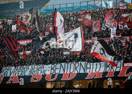 Milano, Italia. 06 Jan 2020. ventole milano durante l'AC Milan vs Sampdoria, italiano di calcio di Serie A del campionato Gli uomini in Milano, Italia, gennaio 06 2020 Credit: Indipendente Agenzia fotografica/Alamy Live News Foto Stock