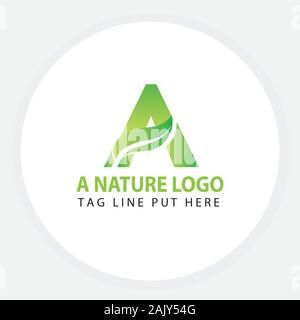 Logo Di Una Lettera In Foglia Verde. Eco Bio Leaf Letters Icona Illustration Vector Logo Illustrazione Vettoriale