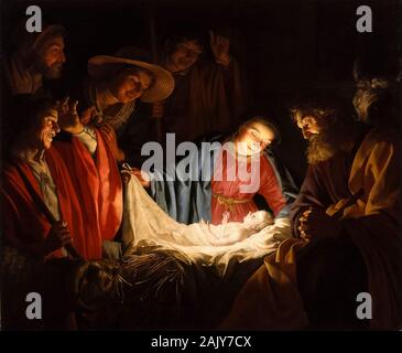 Gerard van Honthorst, pittura, Adorazione dei pastori, circa 1622 Foto Stock