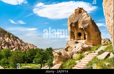 Resti di Zelve monastero in Cappadocia, Turchia Foto Stock