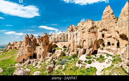 Resti di Zelve monastero in Cappadocia, Turchia Foto Stock