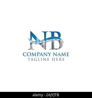 Lettera iniziale NB Logo Design template vettoriale. NB Lettera Logo Design Illustrazione Vettoriale