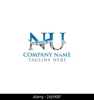 Lettera iniziale NU Logo Design template vettoriale. NU Lettera Logo Design Illustrazione Vettoriale