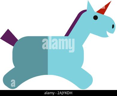 Vettore illustrazione piana di magici unicorn. Semplice icona Unicorn per bambini party game app. Blue unicorn isolati su sfondo bianco Illustrazione Vettoriale