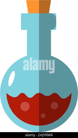 Vector Magic piana bottiglia illustrazione. Bottiglia di pozione icona della strega magic elisir o alchimista veleno. Procedura guidata di male il vasetto di vetro e mago beute con Illustrazione Vettoriale