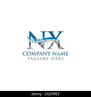 Lettera iniziale NX Logo Design template vettoriale. NX Lettera Logo Design Illustrazione Vettoriale