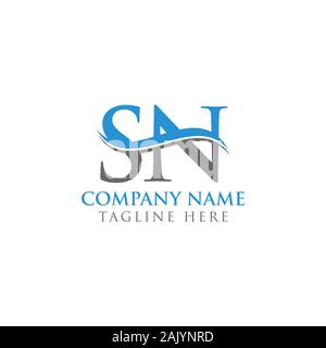 Lettera iniziale SN Logo Design template vettoriale. SN Lettera Logo Design Illustrazione Vettoriale