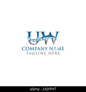 Lettera iniziale UW Logo Design template vettoriale. UW Lettera Logo Design Illustrazione Vettoriale