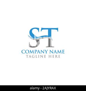 Lettera iniziale ST Logo Design template vettoriale. Lettera di ST Logo Design Illustrazione Vettoriale