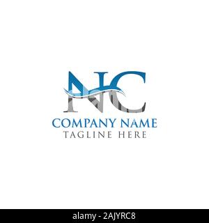 Lettera iniziale NC Logo Design template vettoriale. NC Lettera Logo Design Illustrazione Vettoriale